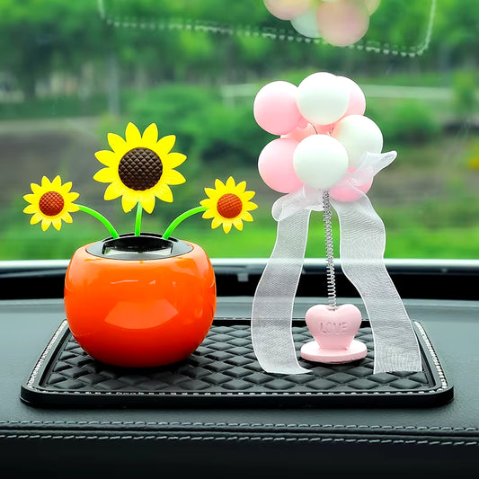 Solar Powered Automatic Swinging Sunflower Dancing Animated Flower Toy Car Interior Decorations Styling Home Decoration